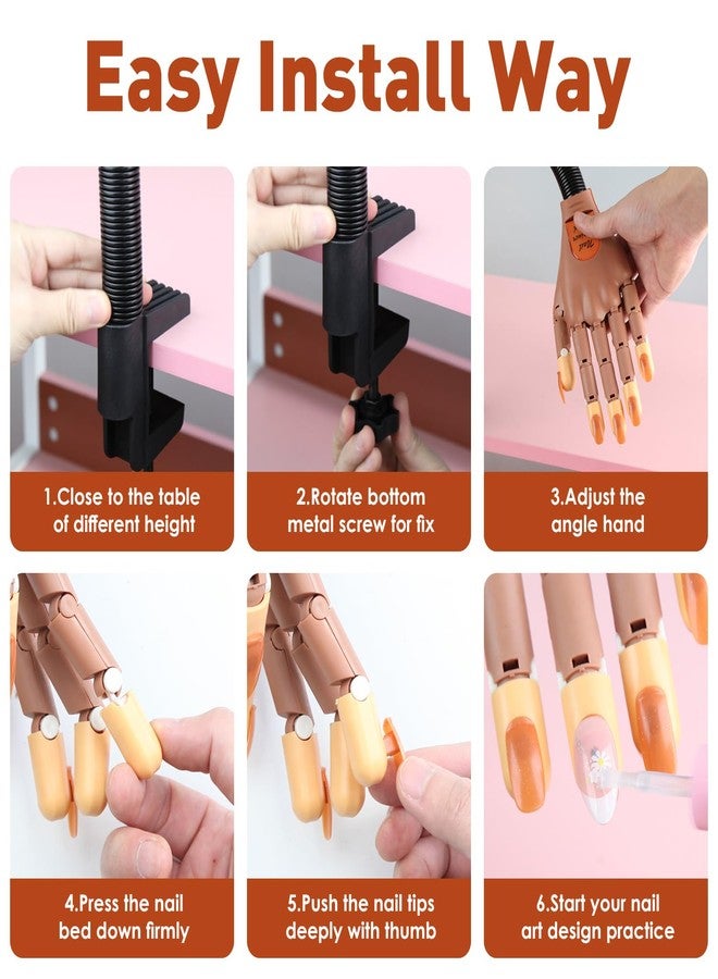 BORNBYME Acrylic Nails Flexible Practice Fake Hand, BORNBYME Nail Training Adjustable Finger Kits, Fake Nails Hands for Nail Beginner Practice with 200 PCS Nail Tips - Image 2